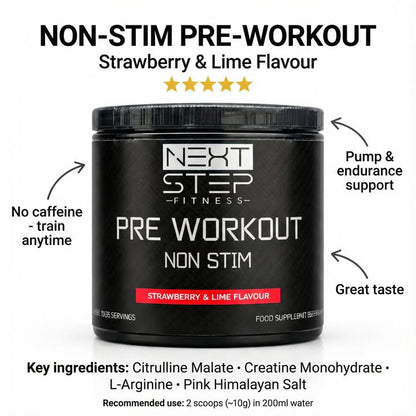Nextstepfitness - Non stim Preworkout - Strawberry and lime - 300g