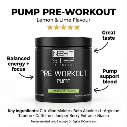 Nextstepfitness - Pump Pre workout - Lemon and Lime - 300g
